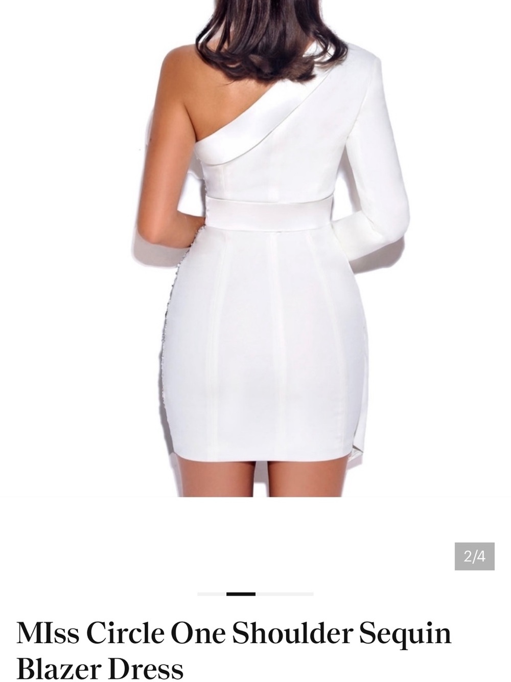 Miss Circle White & Silver One-Shoulder Sequin Mini Dress - Picture 2 of 3